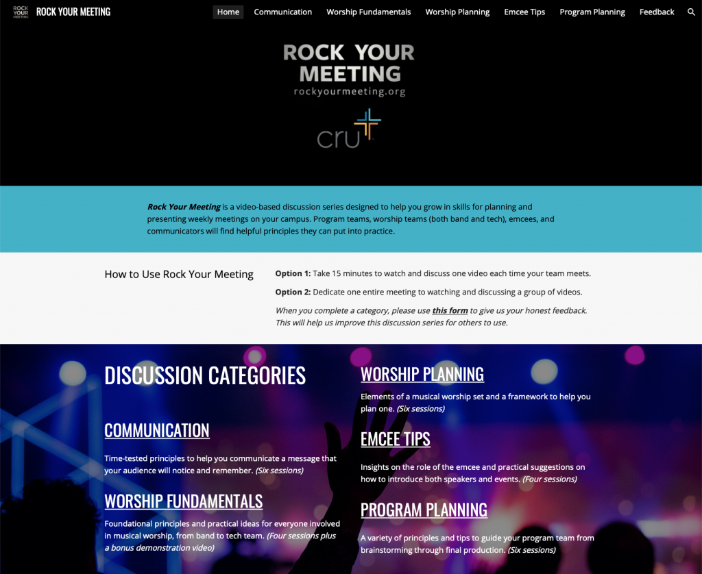 Instruction page for Rock Your Meeting discussion series.