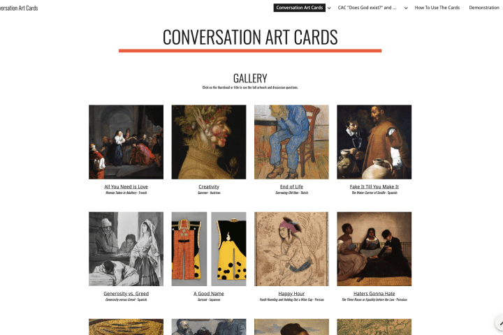 The Conversation Art Cards website.