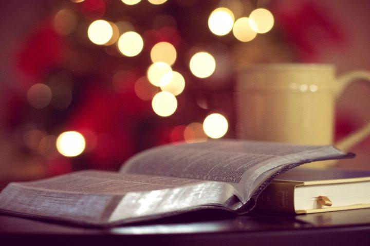 Bible and Christmas tree