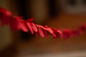 red dots pinned to a rope