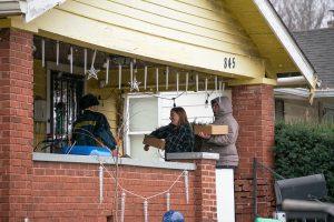 Students going door-to-door